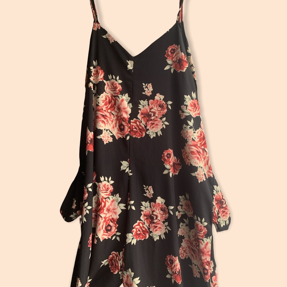 Peach Love California Long Romper Jumper Lounge Pants Floral Roses Comfy Large - Picture 6 of 9